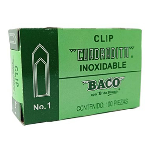 Clip Baco Cuadrado, #1, C/100, (1 Caja)